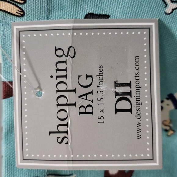 Design Imports NWT 100% Cotton Dog Print Tote Shopping Bag - Picture 2 of 6